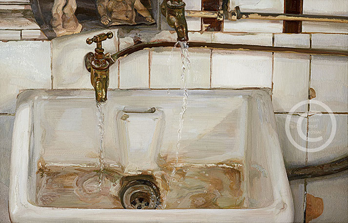 "Two-Japanese-Wrestlers-by-a-Sink"-1983-1987-Oil-on-Canvas-51cmx78cm