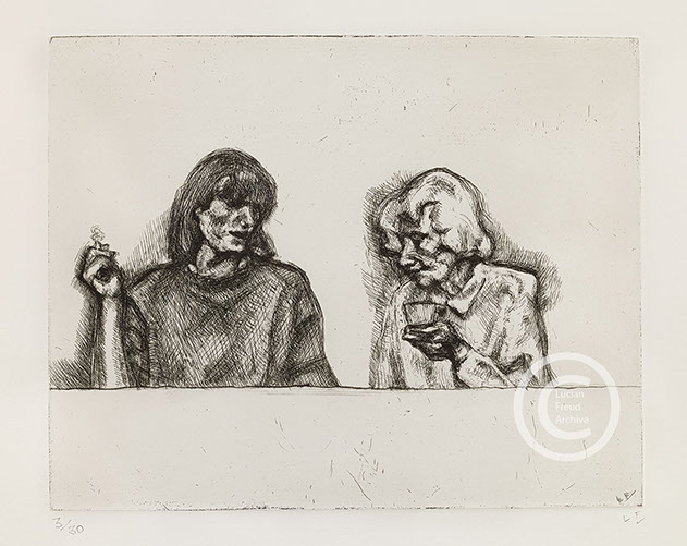 Lucian Freud "A Conversation" 1998 Etching (ed of 30) 20.3cmx25.4cm
