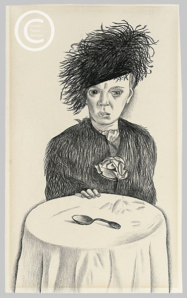 Lucian Freud 'Ada" 1948 Conte on Paper 22.8cmx14cm