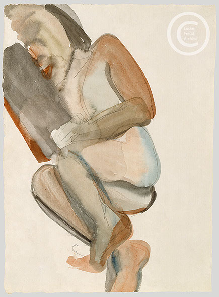 Lucian Freud 'Annie Reading' 1961 Watercolour and Pencil on Paper 33.5cmx24.1cm