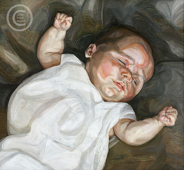 Lucian Freud "Baby on a Green Sofa" 1961 Oil on Canvas 55.8cm x 62cm