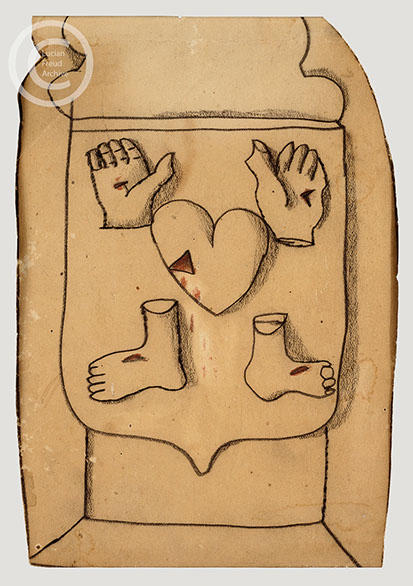 Lucian Freud 'Crucifixion (for Lorna Wishart) c1947 Crayon on Paper 15cmx11cm