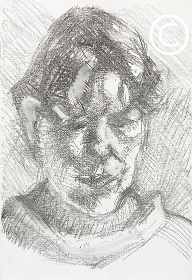 "Dark Haired Neighbour" 2011 Charcoal on primed canvas 39.5cmx27cm