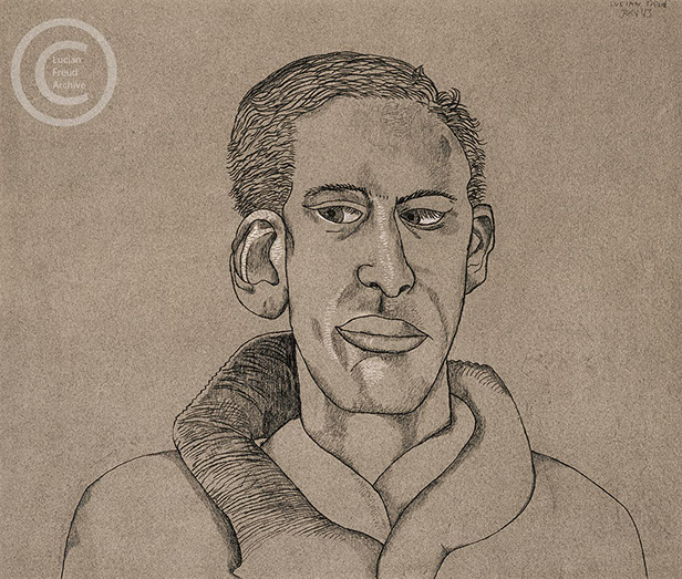Lucian Freud 'David Gascoyne' 1943 Conte on Paper 34.3cmx28cm