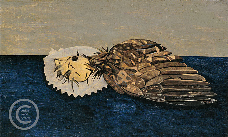 Lucian Freud "Dead Bird"  1945  Oil on Panel  13.3cm x 22.5cm       