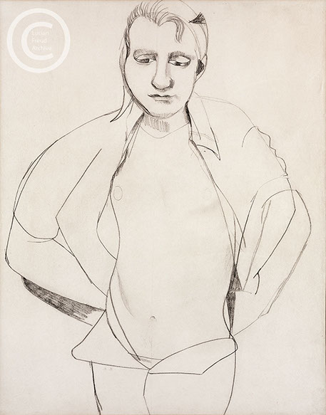 Lucian Freud 'Francis Bacon (lll)' 1951 Crayon and Chalk on Paper 54.7cmx42cm