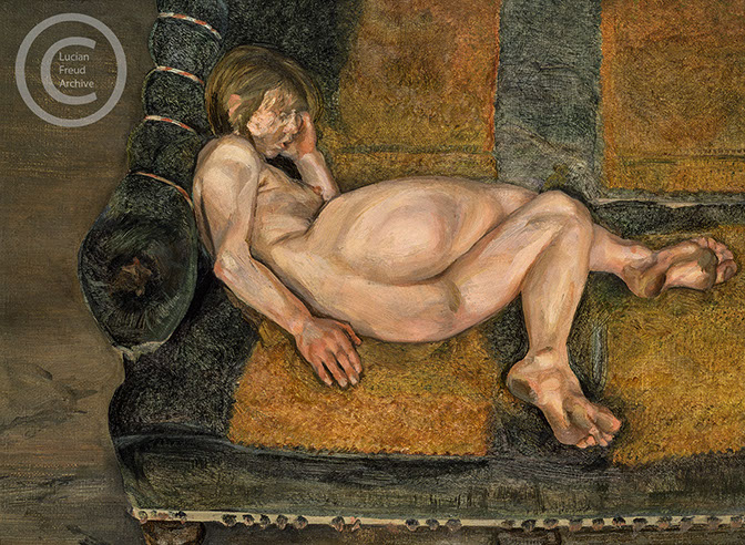Lucian Freud "Girl on a Turkish Sofa" 1966 Oil on Canvas 26.7cmx35cm