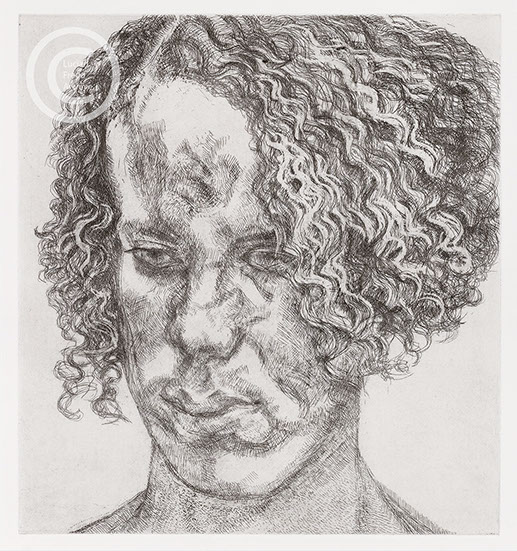 Lucian Freud "Girl with Fuzzy Hair" 2004 Etching (ed of 46) 31.7cmx29.5cm