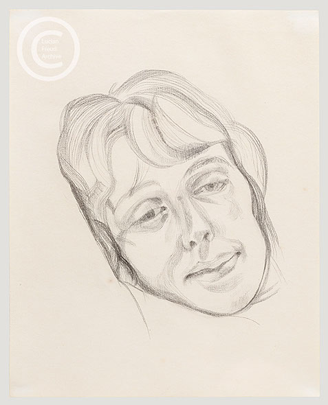 Lucian Freud 'Head of a Girl' 1973 Pencil on Paper 25cmx20cm.