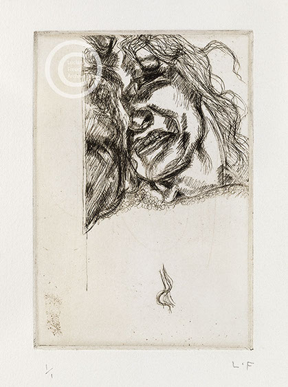Lucian Freud "Head of a Woman" 1980 Etching (Unique) 12.7x8.9cm