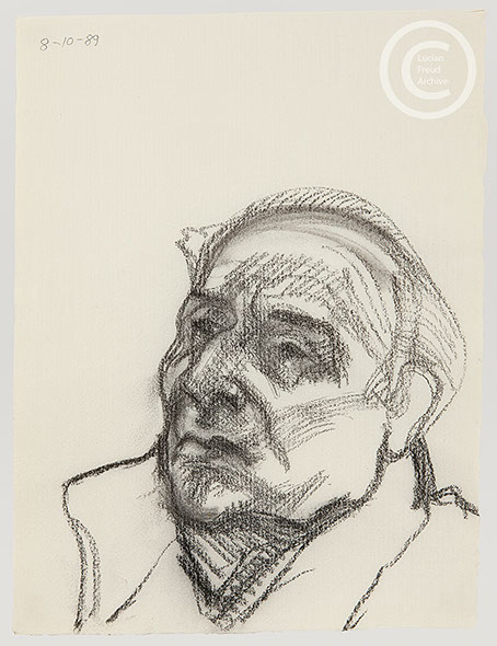 Lucian Freud 'Head of Balthus' 1989 Charcoal on Paper 32.7cmx24.5cm