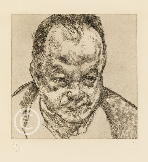 Lucian Freud "Head of Bruce Bernard" 1985 Etching (ed of 50) 29.5cmx30cm