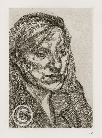 Lucian Freud "Head of Ib" 1988 Etching (ed of 40) 21cmx14.6cm
