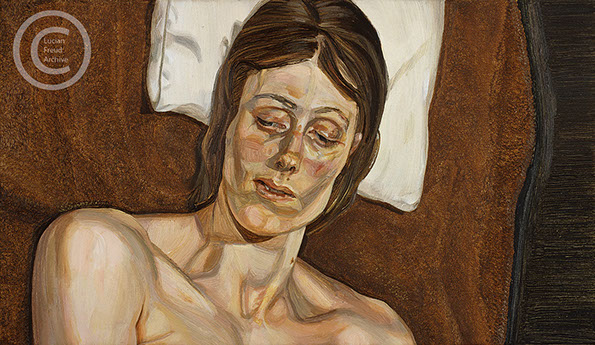 Lucian Freud "Head on a Brown Blanket" 1972 Oil on Canvas 45.1cmx26cm