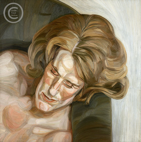 Lucian Freud "Head on a Green Sofa" 1960-1961 Oil on Canvas 91.5cm x 91cm