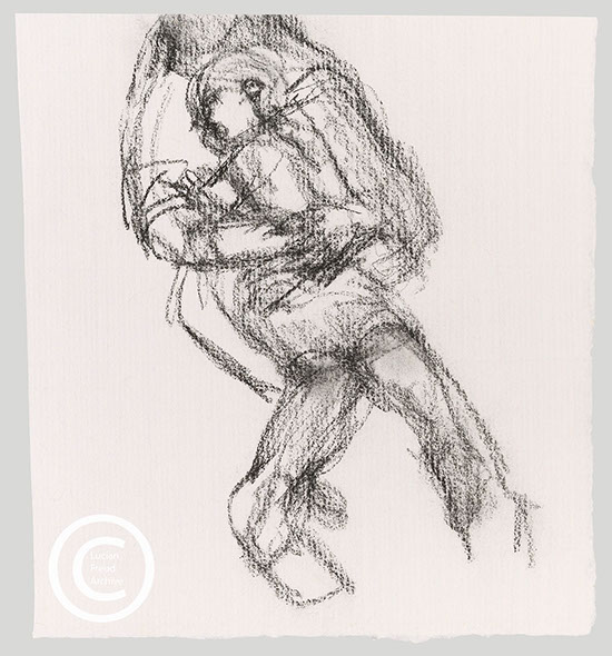 Lucian Freud 'Ib' 1991 Charcoal on Paper 25.8cmx24cm