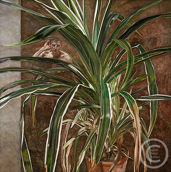 Lucian Freud "Interior with Plant, Reflection Listening (Self Portrait)" 1967-1968 Oil on Canvas 122cmx122cm 