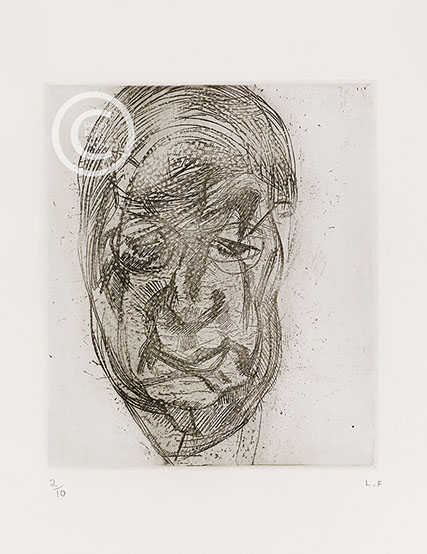 Lucian Freud "Lawrence Gowing (second version)" Etching (ed of 10) 1982 17.5cmx14.9cm