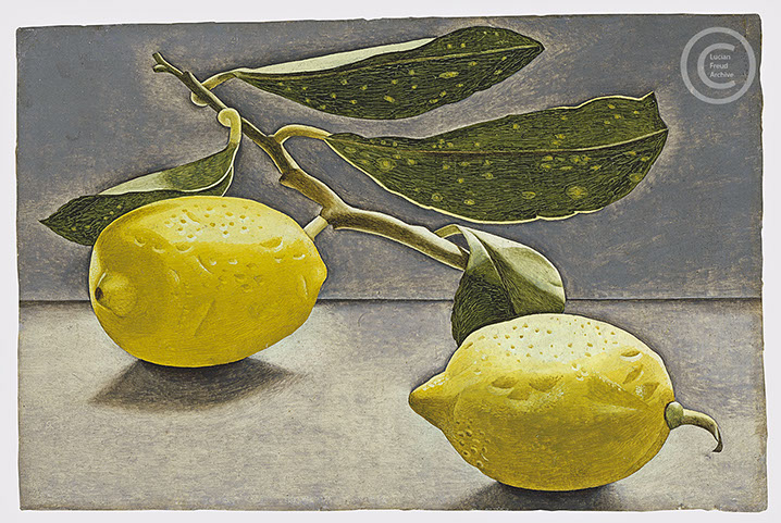 Lucian Freud "Lemon Sprig"  1947  Oil on Board  15.2cm x 23.5cm            
