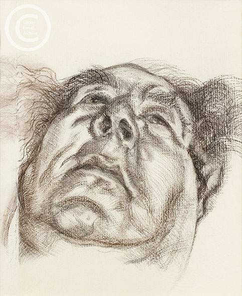 Lucian Freud 'Lord Goodman' 1985 Charcoal on Paper 33cmx26.7cm