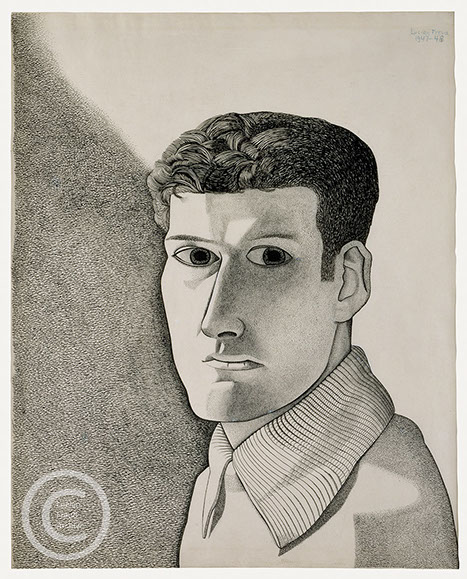Lucian Freud 'Man at Night (Self-Portrait) 1947-1948 Ink and Conte on Paper 51.5cmx42.5cm