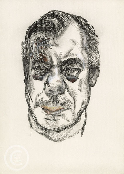 Lucian Freud 'Man with Head Wounds' 1981 Charcoal and Crayon on Paper 33cmx25cm