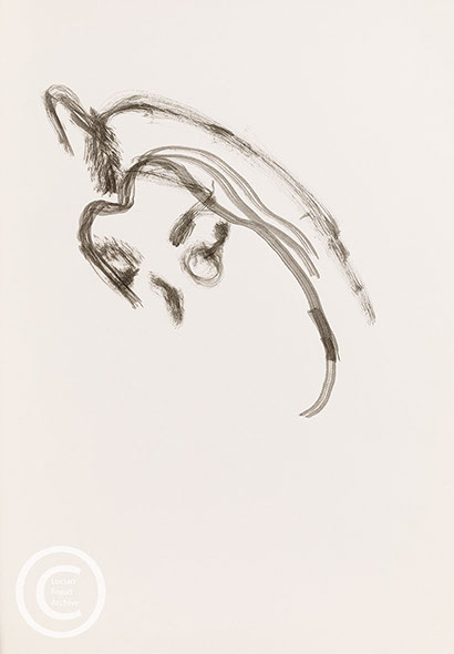Lucian Freud 'Model with Eyes Closed (lll)' c2001 Ink on paper 41cm x 28.5cm