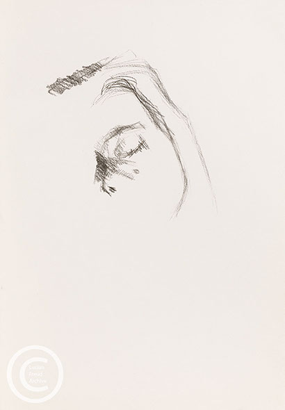 Lucian Freud 'Model with Eyes Closed' c2001 Charcoal on paper 41cmx28.5cm