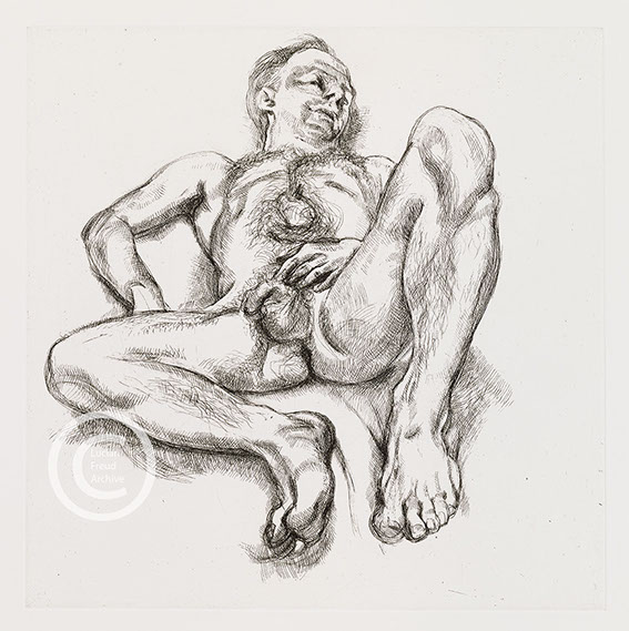 Lucian Freud "Naked Man on a Bed" 1990 Etching (ed of 40) 29.8cmx29.8cm
