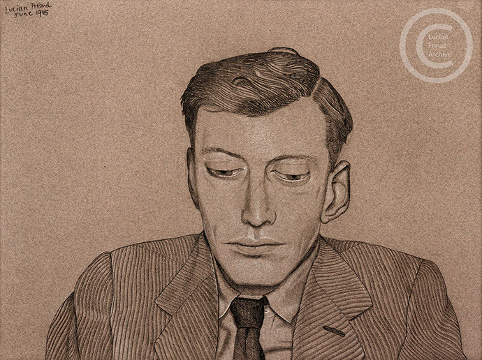 Lucian Freud 'Peter Watson' 1945 Conte, Charcoal and Chalk on paper 36cmx48.1cm