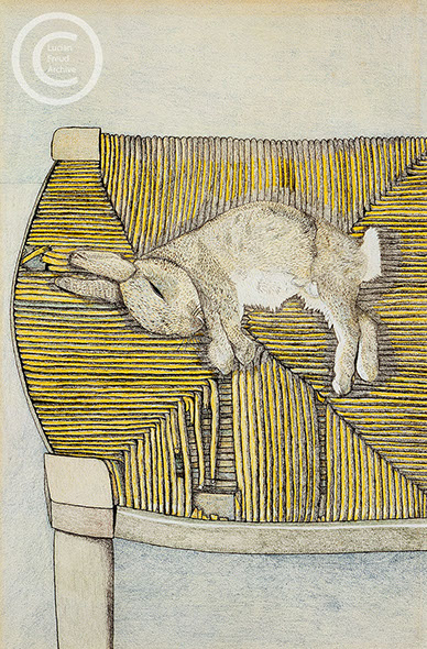 Lucian Freud 'Rabbit on a Chair' 1944 Conte and Chalk on Paper 45cmx30cm
