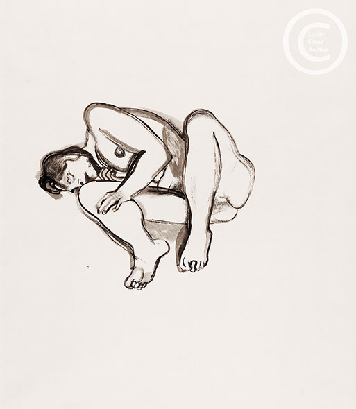 Lucian Freud 'Small Naked Portrait' 1973 Ink on Paper 57.8cmx45.1cm