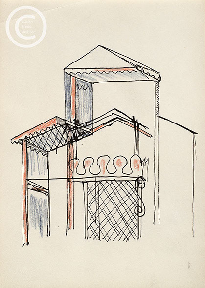 Lucian Freud 'Study for the Birds of Oliver Laronde (4)' Ink and Crayon on Paper 26cmx18.5cm