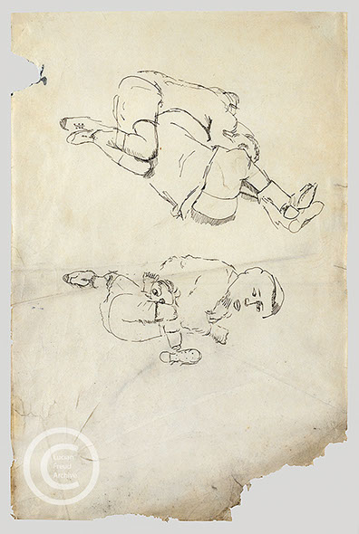 Lucian Freud 'Two Boys Lying Down' 1941 Ink on paper 37.5cmx24cm