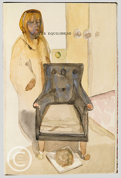 Lucian Freud 'Woman in an Interior' 1966 Watercolour on Book 22.4cmx14cm